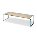 Marcel Breuer Large Laccio Table with a light beige top and a chrome-plated steel frame