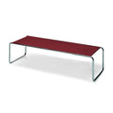 Marcel Breuer Large Laccio Table with a dark red top and a chrome-plated steel frame