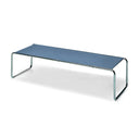 Marcel Breuer Large Laccio Table with a slate blue top and a chrome-plated steel frame