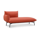 Midj Area Daybed DV2 DRM M TS in burnt orange fabric with a wide armrest and black metal legs