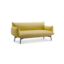 Midj Area Sofa DV2 BR M TS a two-seater sofa in light yellow fabric with thin black metal legs front view