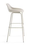 White bar stool with metal legs on a white background