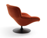 Orange chair with a black base on a white background