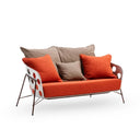 Midj Bolle DV M TS IN Indoor Sofa white frame with orange polka dots orange seat and brown pillows