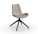A modern swivel chair with a curved taupe seat and backrest on a black five-star base, shown against a plain white background.