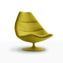 Yellow chair with a unique design on a white background