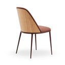 Midj Lea S M TS L Chair light wood curved back brown fabric seat and thin brown metal legs