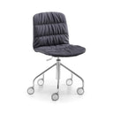 Midj Liu DS TS2 Armchair with a dark gray padded seat and back on a polished chrome swivel base with casters