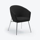 Black chair with metal legs on a white background