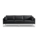 Brown tufted ottoman on a white background