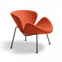 Orange chair with black legs on a white background