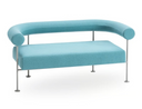 Aqua blue Qua-ndo DV M TS Sofa by Midj with curved back and armrests supported by slim gray legs