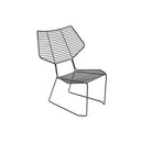 A minimalist black wire chair with a curved backrest and seat, shown on a plain white background.