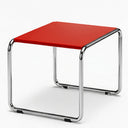 Marcel Breuer Small Laccio with red lacquer tabletop and chrome frame, studio concept