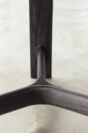 River table dark wood base with curved connecting rails