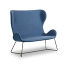 Dalia DVE M TS Sled Base Sofa by Midj upholstered in dark blue with a high back and black sled base