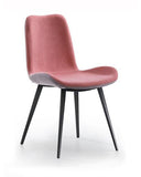 Midj Dalia S M Q TS Side Chair with a pink upholstered seat and back gray underside and black tapered metal legs