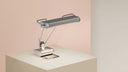 AD 34 Art Deco Table Lamp by TECNOLUMEN rectangular silver metal shade adjustable silver frame
