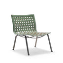 Fasem Net W lounge armchair with green woven-leather seat and metal legs, neutral white studio background