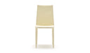 Fasem Relaix S dining chair in cream leather, front studio photograph on neutral white background