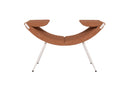 Luxy Clop CP1 lounge chair in rust fabric on a light painted steel base, front view