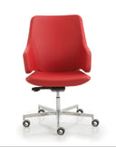 Italia Steel office chair by Luxy in red upholstery with chrome caster base