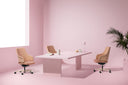 Luxy Italia Steel chairs in a modern pink office setting