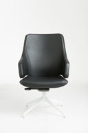 Italia IT10 Steel Management Chair by Luxy, black upholstered medium-back swivel chair, front view