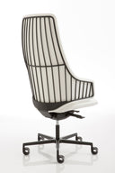 Italia IT2 Executive Chair by Luxy, exposed steel rod back detail and black seat