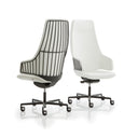 Italia IT2 Luxy executive chairs, upholstered front and exposed steel back views