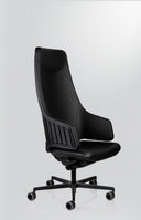 Italia IT2 Steel Executive Chair by Luxy, black upholstery with exposed steel back and five-star caster base