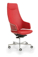 Italia IT2 by Luxy, red high-back upholstery and chrome swivel base