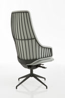 Italia IT5 Steel Executive Chair by Luxy, exposed steel framework on the back and black four-star base, rear view