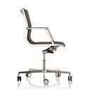 Luxy Nulite 24090B mesh management chair, side view, aluminum arms and caster base