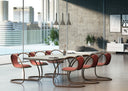 Luxy Timeless lounge chairs arranged around a table in a contemporary conference space