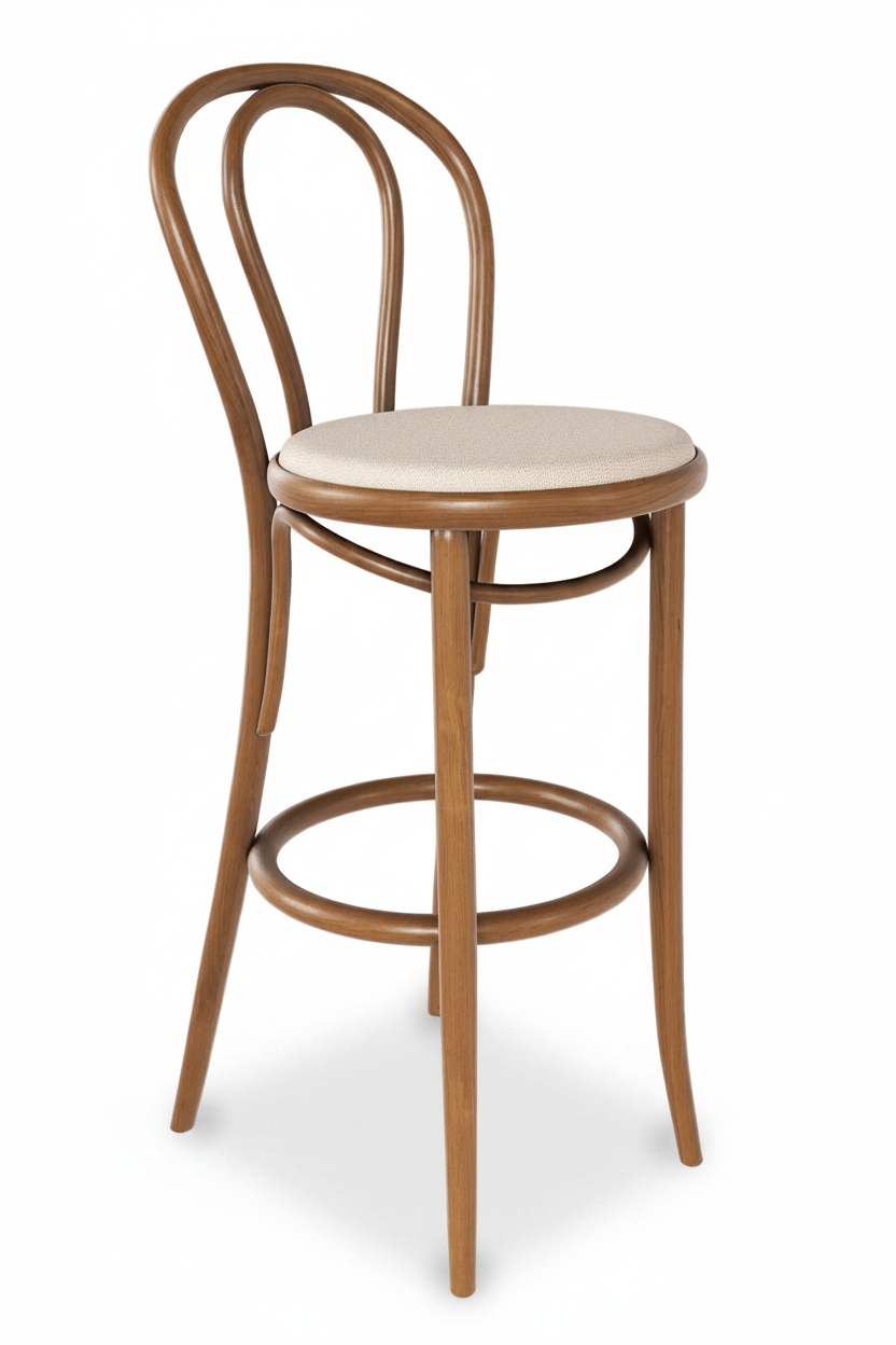 Michael Thonet No. 18 Bentwood Stool by Ton (Upholstered) | B2H