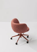 Midj Mys DP TS office armchair in rose upholstery viewed from side, with five-spoke caster base