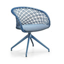 Midj P47 AP GX TS CU swivel lounge chair with a blue lattice back, upholstered seat and four-spoke metal base