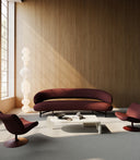 Muse sofa in burgundy upholstery in an interior setting