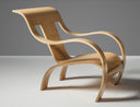 Gerald Summers Bent Plywood Chair light-toned bent plywood with curved back and armrests angled view