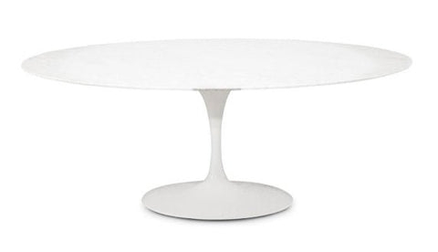 Saarinen Tulip Table - Oval Dining 33 x 63 Inch - Clearance - Laminam Bianco Assoluto - Bauhaus 2 Your House