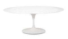 Saarinen Tulip Table - Oval Dining 33 x 63 Inch - Clearance - Laminam Bianco Assoluto - Bauhaus 2 Your House