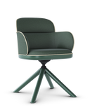 Suavida Cross Base Armchair by Ton, green upholstery with wooden cross base