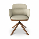 Suavida Cross Base Armchair by Ton, Nougat beechwood cross base with upholstered seat
