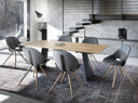 Tonon Fl@t soft upholstered wood base dining chairs in contemporary dining room