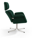 Pierre Paulin F545 Tulip Chair Cross Base by Artifort forest green fabric upholstery silver cross base
