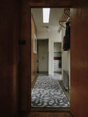 Anni Albers Runner rug styled in a hallway