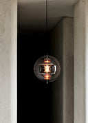 VP Globe Pendant 16" Brushed Aluminum/Orange by Verner Panton - Bauhaus 2 Your House